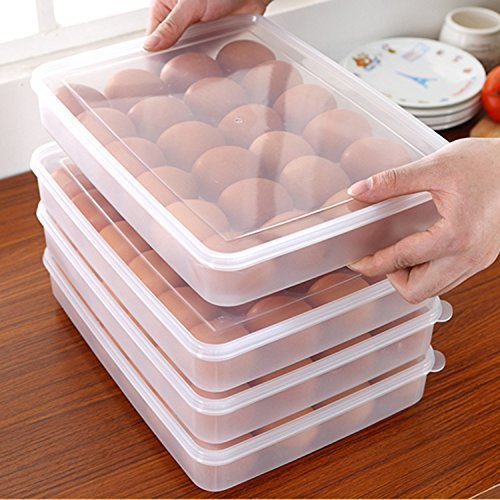 Plastic Egg Tray for Fridge 30 Eggs, Egg Box Transparent (S2172), rectangular